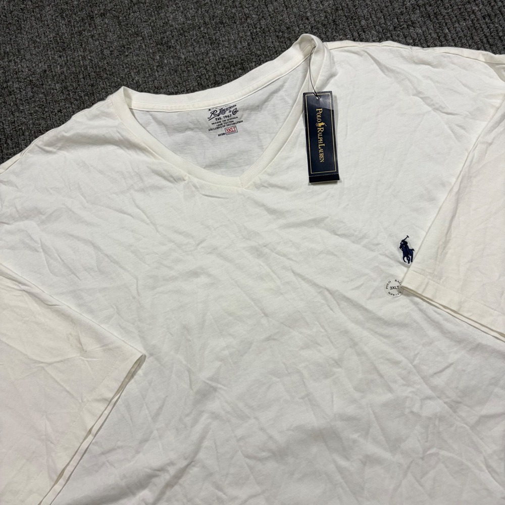 Polo Ralph Lauren Shirt Mens 3XLT V-Neck White Casual Comfort Stretch NWT Preppy